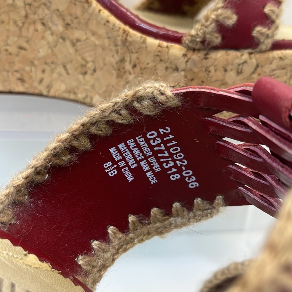 Colin Stuart Red Leather Wedge Sandals Size 8.5 - image 6